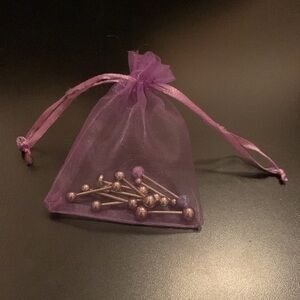 Silver Set of 9 Tongue Nipple Vertical Body Jewelry Bar​